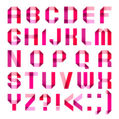 Spectral letters folded of paper ribbon-pink