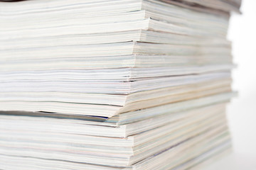 pile of books on white background