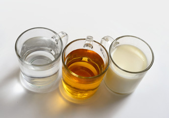 three glasses of healthy drinks