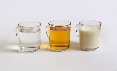 three glasses of healthy drinks