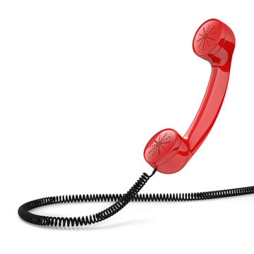 Red old-fashioned phone receiver