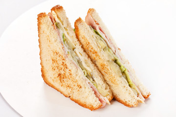 sandwich with ham and vegetables