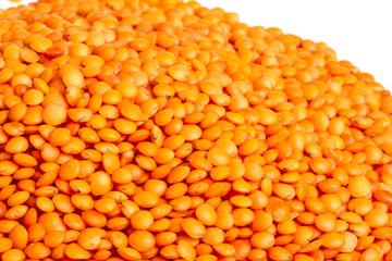 red lentils isolated on white