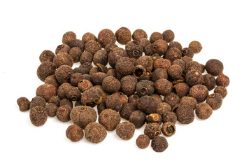 Pile of pepper seeds isolated on white background