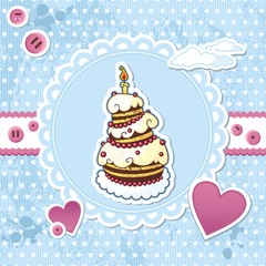 Scrap template of vintage worn distressed design with buttons