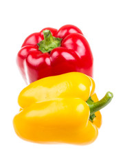 Red and yellow sweet pepper isolated on white background