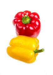 Red and yellow sweet pepper isolated on white background