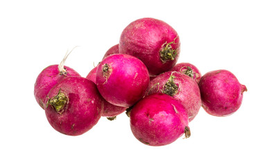 Small garden radish isolated on white background