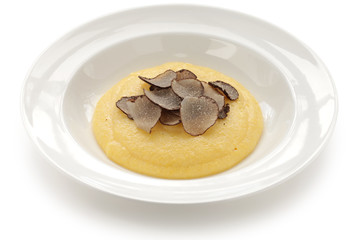 polenta with truffles, italian cuisine