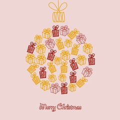 Christmas ball gift box. Greetings of the New Year festival.