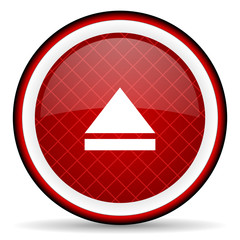 eject red glossy icon on white background