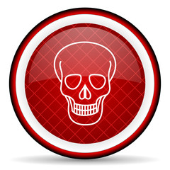 skull red glossy icon on white background