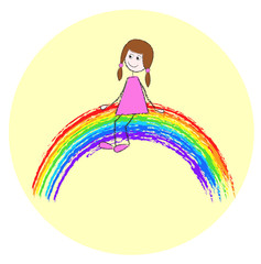 mädchen auf nem regenbogen