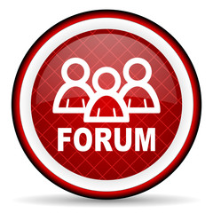 forum red glossy icon on white background
