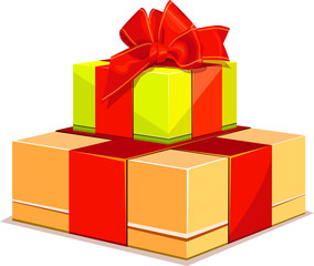 illustration of two colorful gift box on white background