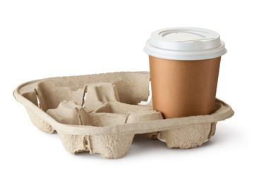 One take-out coffee in holder