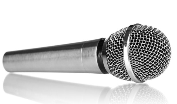 Silver microphone isolated on white