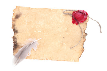 Old paper isolated on white