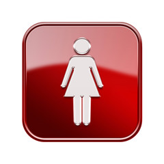 woman icon red, isolated on white background