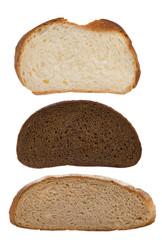 slices of bread isolated on white
