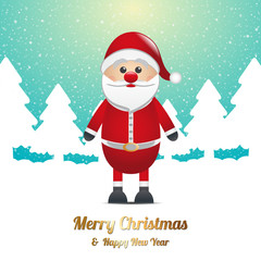 santa winter snow tree landscape blue white