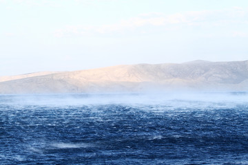 Raging sea with furious waves