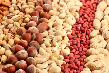 assortment of tasty nuts, close up