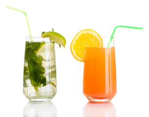 Two cocktails isolated on white