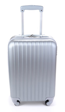 Silver suitcase isolated on white