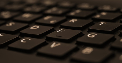 Closeup of black laptop keyboard