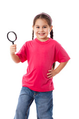 Girl with magnifying glass