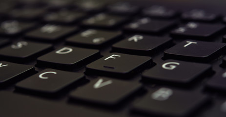 Closeup of black laptop keyboard