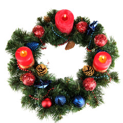 Fototapeta na wymiar Beautiful Christmas wreath isolated on white