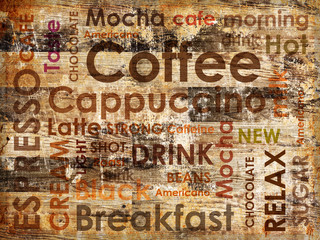 sorts of coffe on wooden background