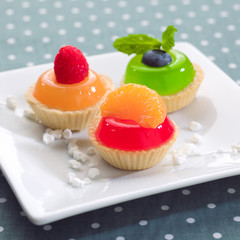 Sweet snack jelly cupcake isolated on dish