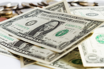 one dollar banknote pile