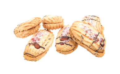 Heap of delicious  cookies isolated on white background