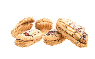 Heap of delicious  cookies isolated on white background