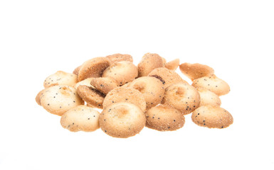 Heap of delicious  cookies isolated on white background