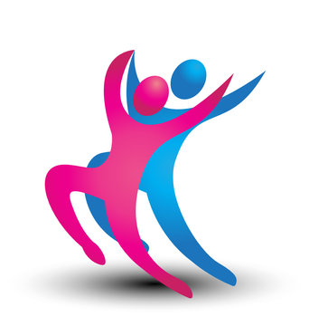 Dancer figures logo vector