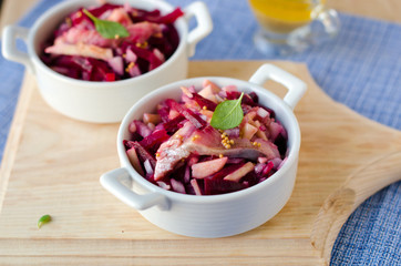 Salad of apples, herring and beets