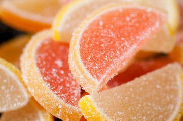 Close-up of marmalade candies, horizontal shot