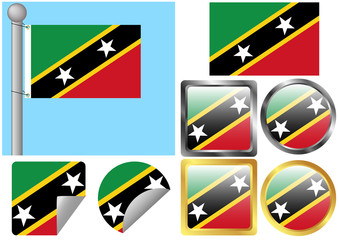 Flag Set Saint Kitts and Nevis