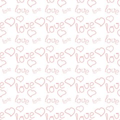 seamless background with hearts and words