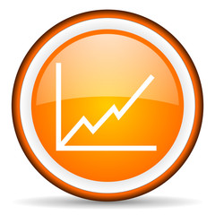 chart orange glossy circle icon on white background