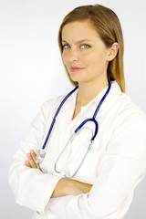 Fototapeta premium Beautiful blond female doctor smiling confident