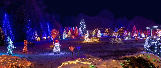 Village in christmas lights, panoramic view © xbrchx