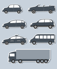 set of stickers with car image