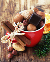 Nuts and Sweets in a Cup for Christmas