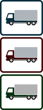 set of icons with shipping truck